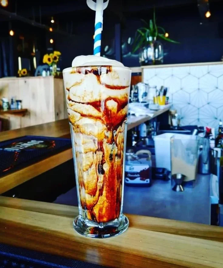 Iced coffee and vanilla coffee shake at Lekker Kalk Bay